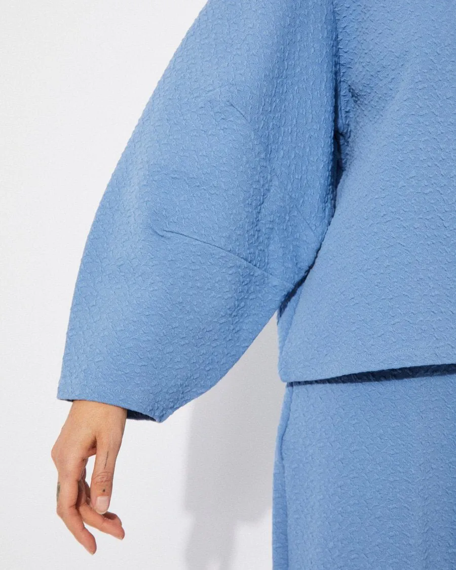 Tosa - Organic Cotton Textured Knit Sweatshirt - Blue