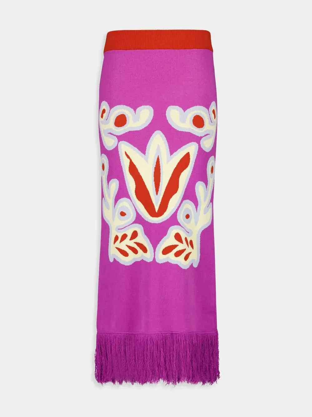 Turner Bellflower Jacquard Skirt with Fringes