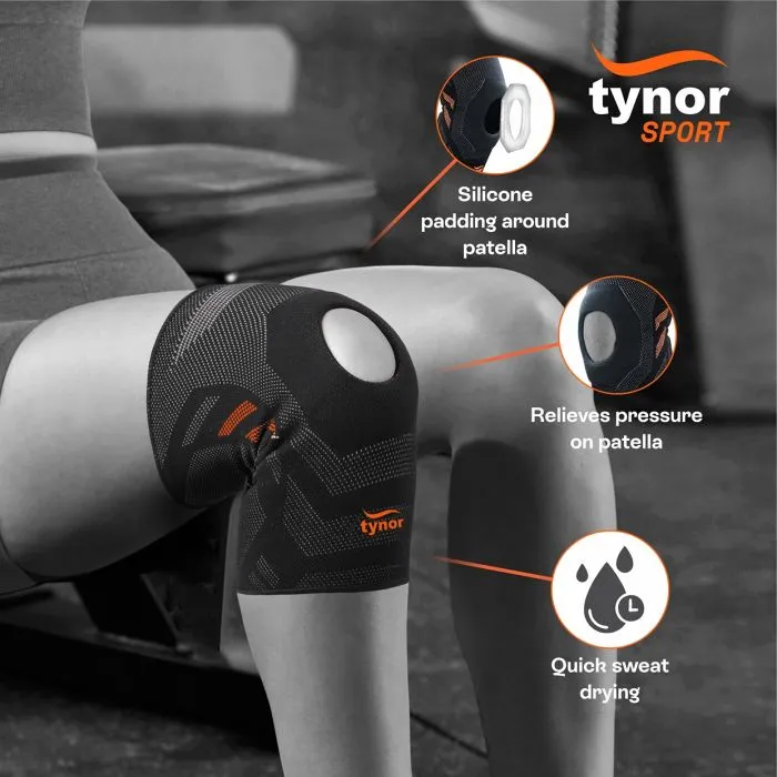 Tynor High Performance Knee Cap Air Pro Open Patella -Orange/Black