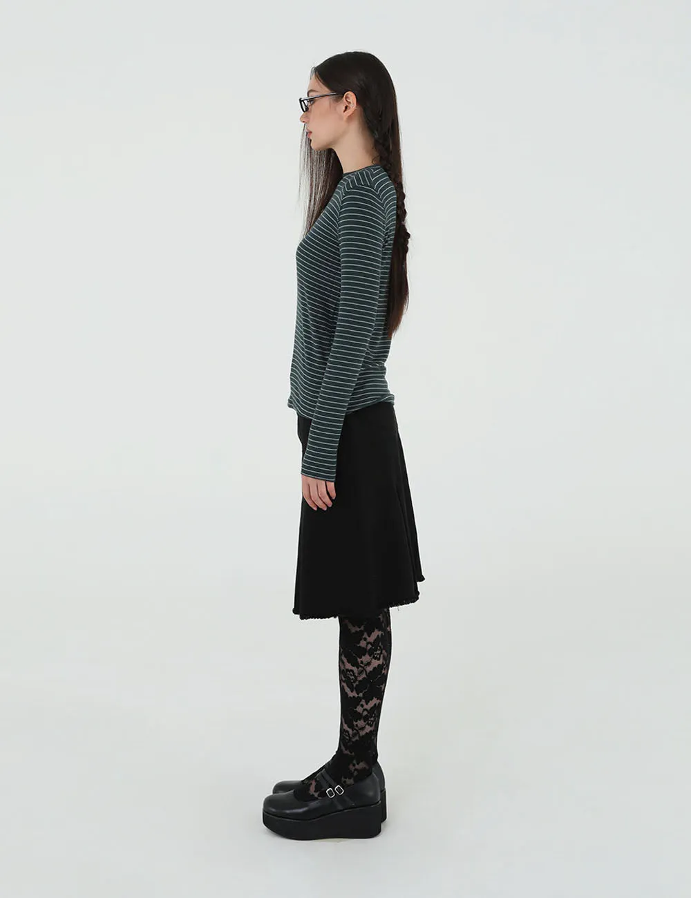 US CANVAS MIDI PLEATED SKIRT