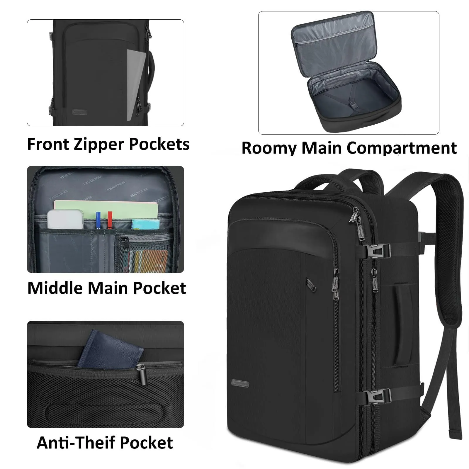Vancropak Carry on Backpack, Extra Large 40L Airline Approved