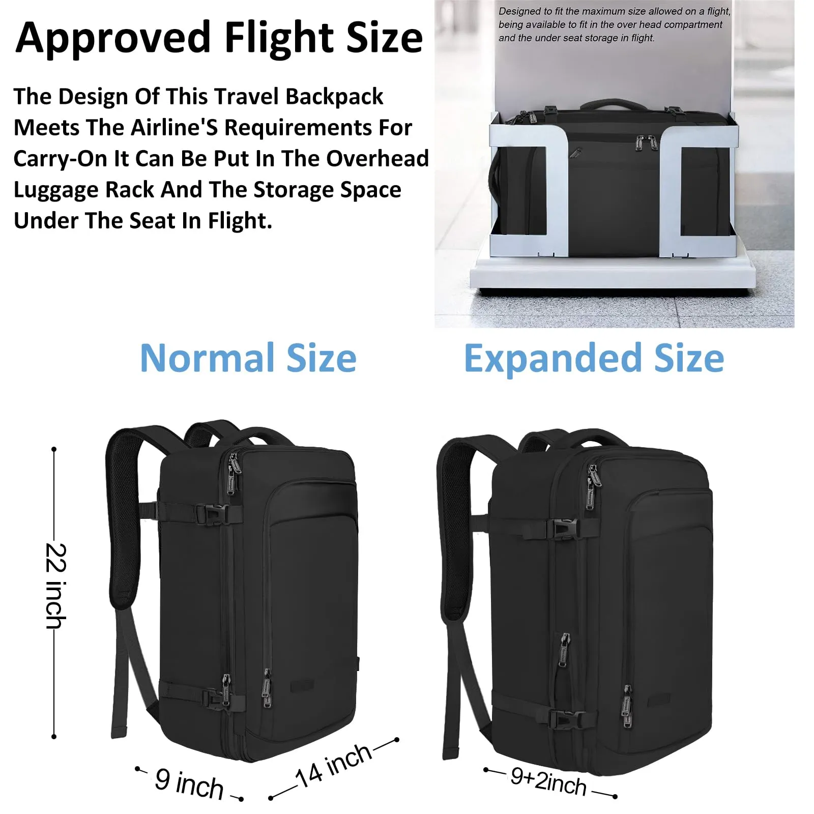 Vancropak Carry on Backpack, Extra Large 40L Airline Approved