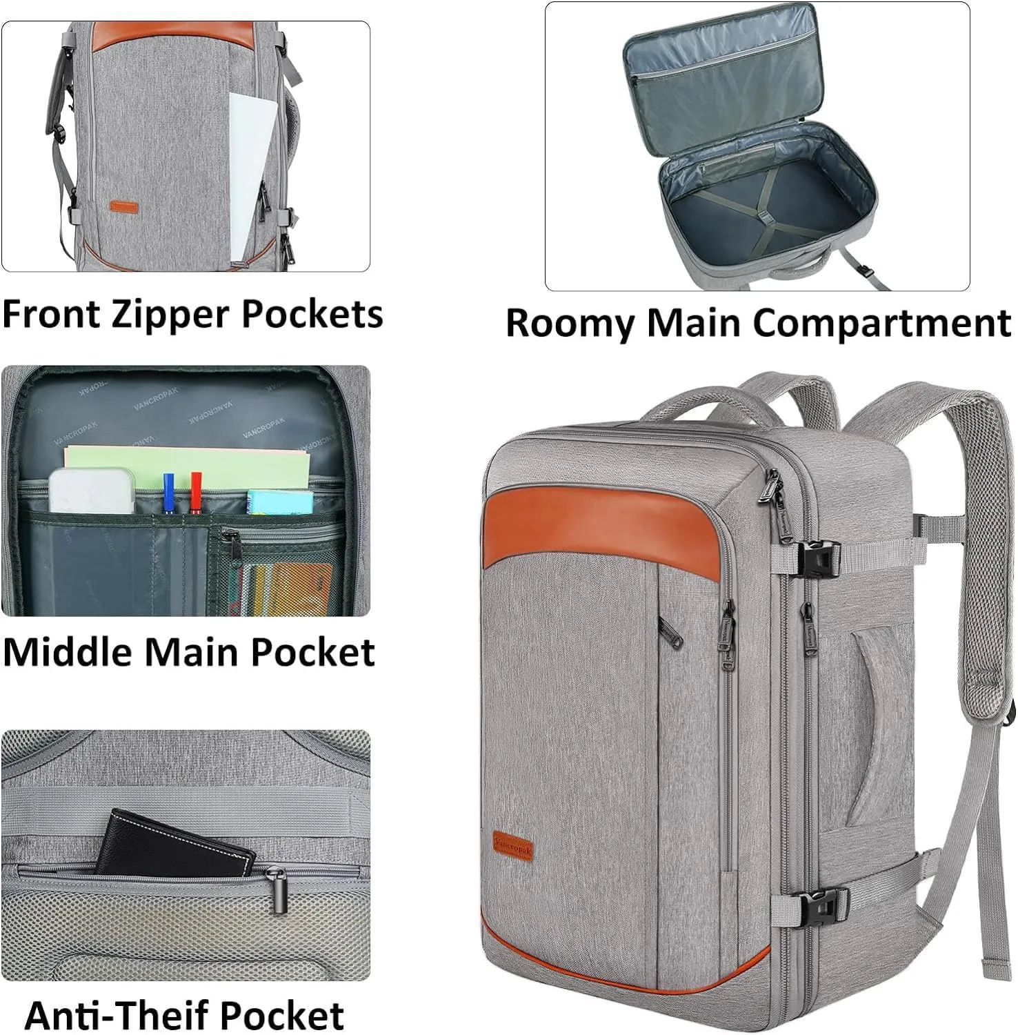Vancropak Carry on Backpack, Extra Large 40L Airline Approved