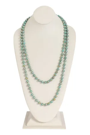 Versatile Long Natural Stone Beaded Necklace Turquoise Mint - Pack of 6