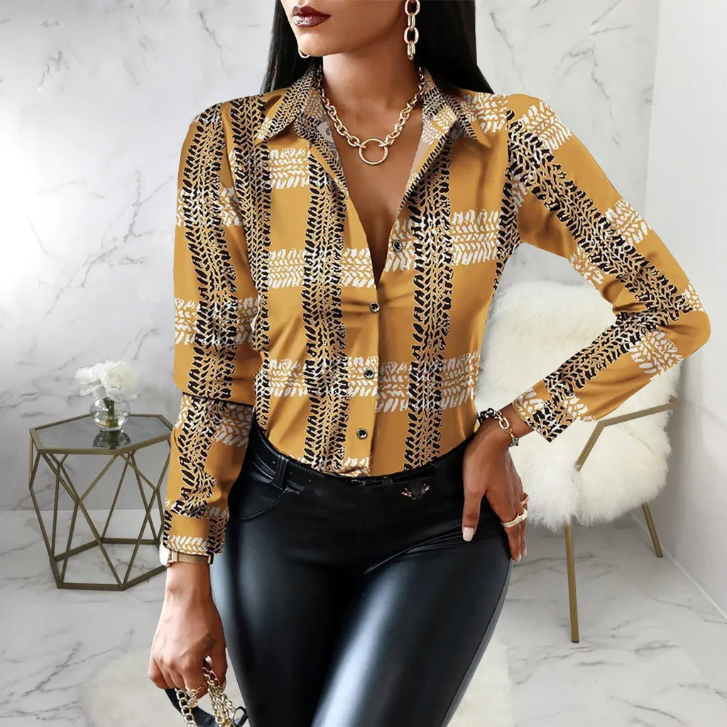 Vibrant Multi-Color Print Collared Shirt with Bold Elegance
