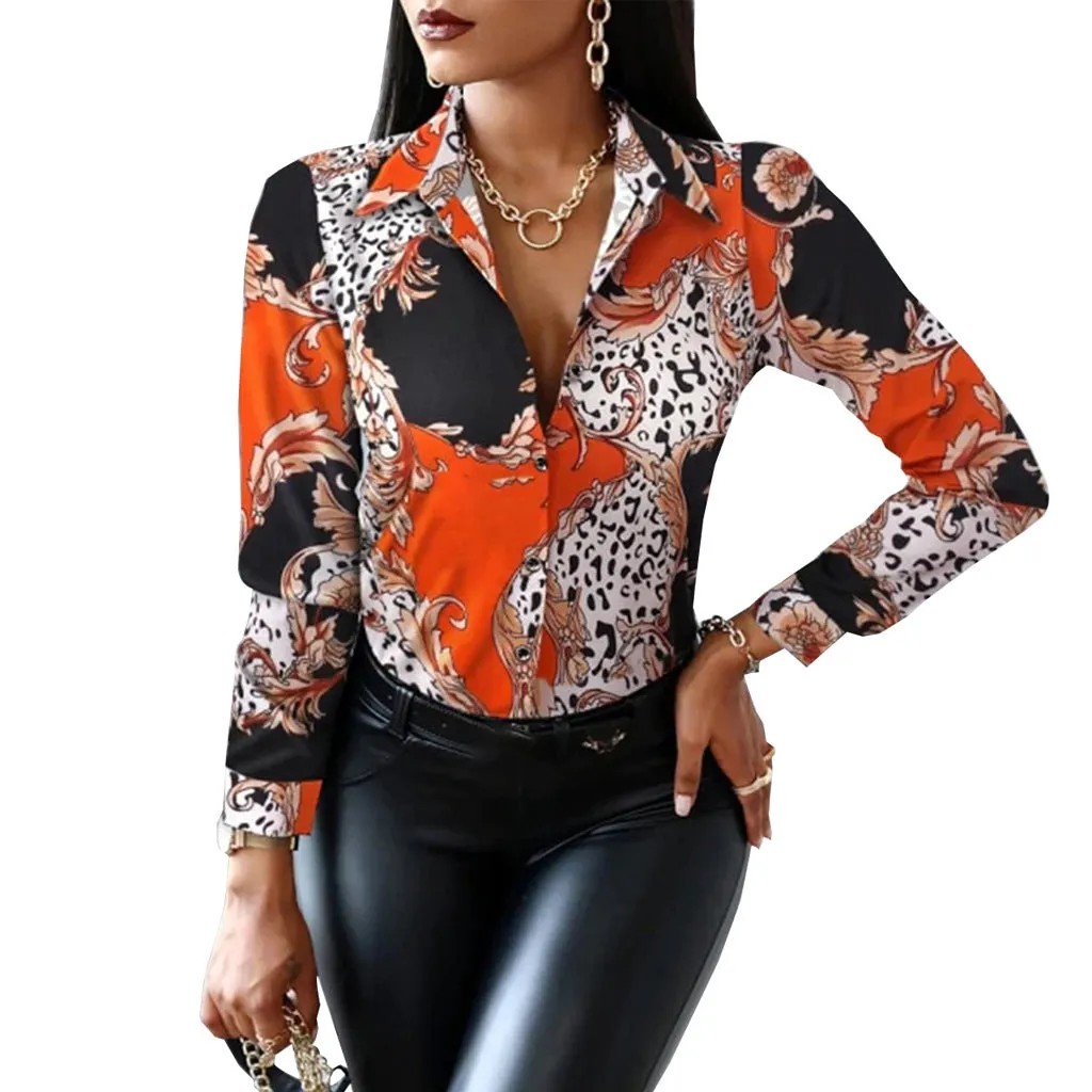 Vibrant Multi-Color Print Collared Shirt with Bold Elegance