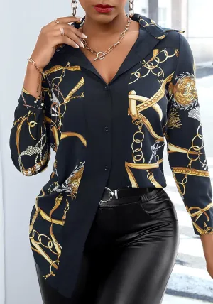 Vibrant Multi-Color Print Collared Shirt with Bold Elegance