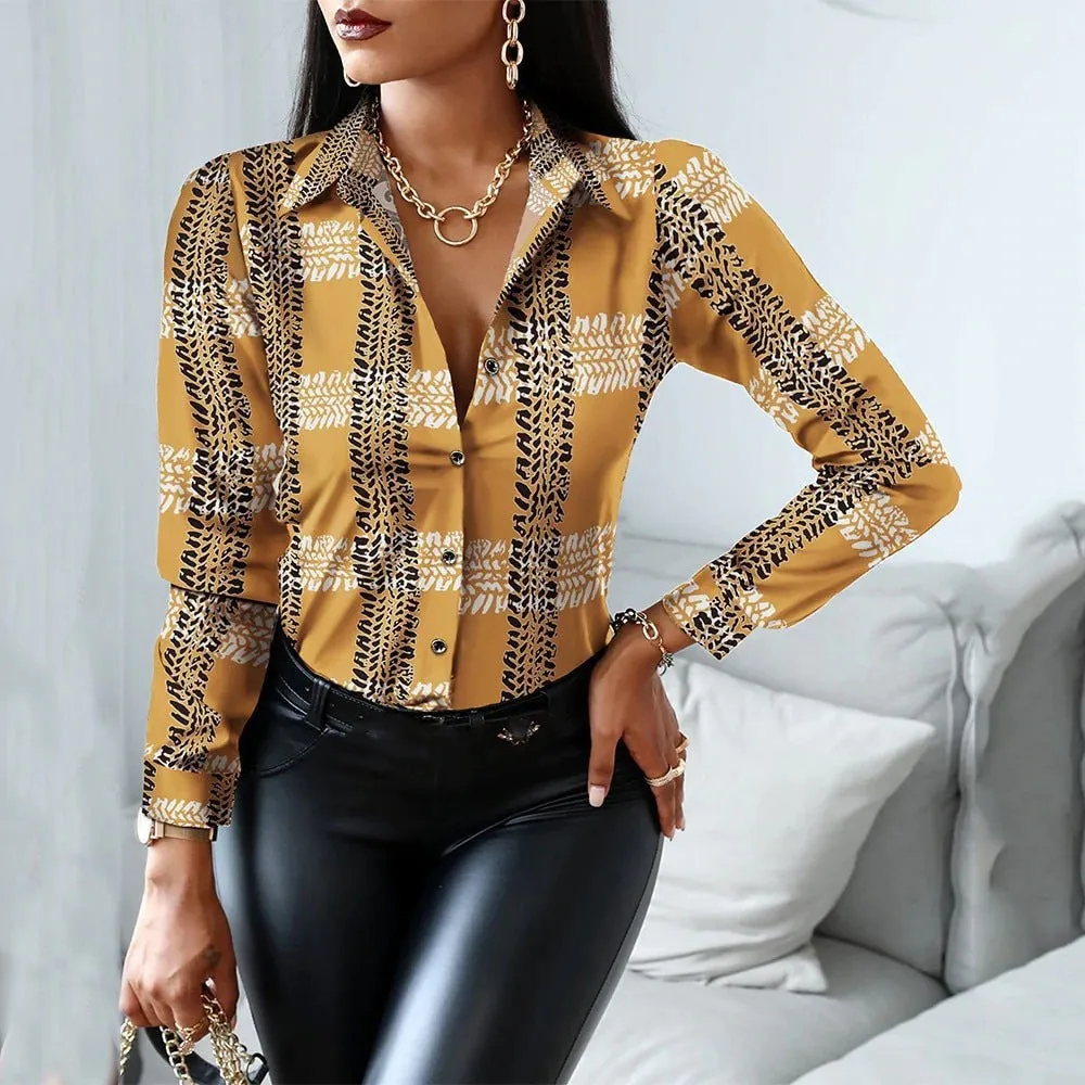 Vibrant Multi-Color Print Collared Shirt with Bold Elegance