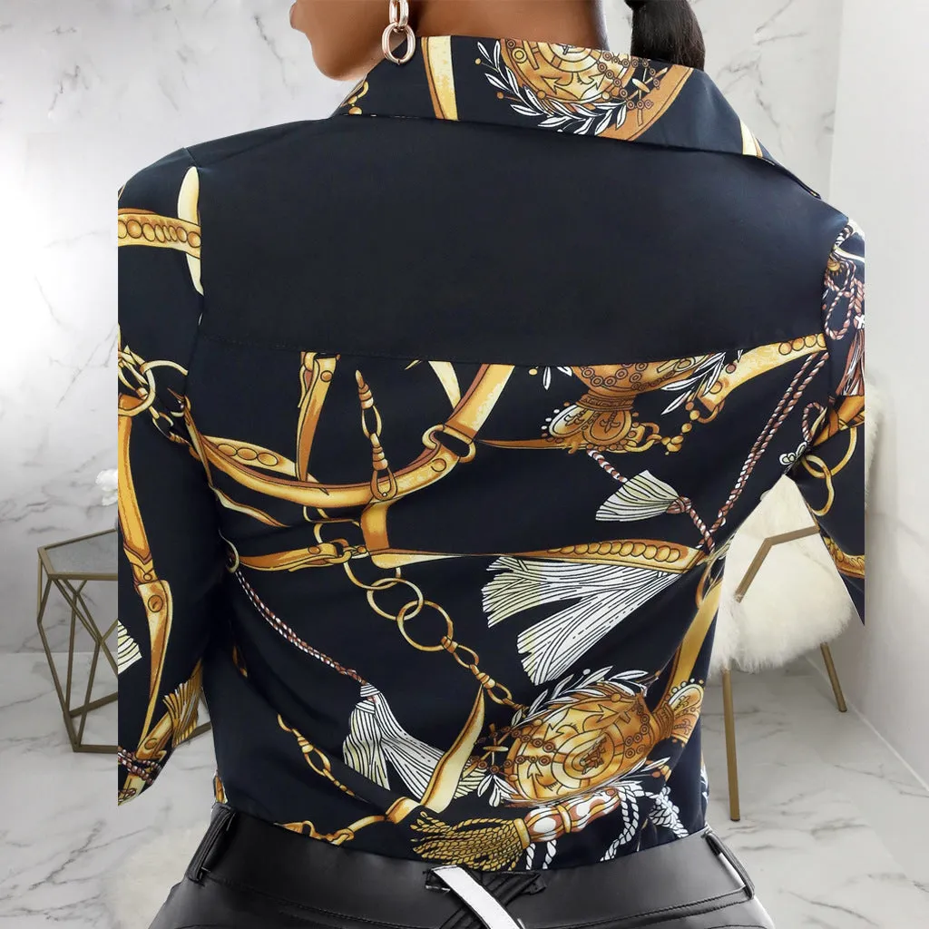 Vibrant Multi-Color Print Collared Shirt with Bold Elegance