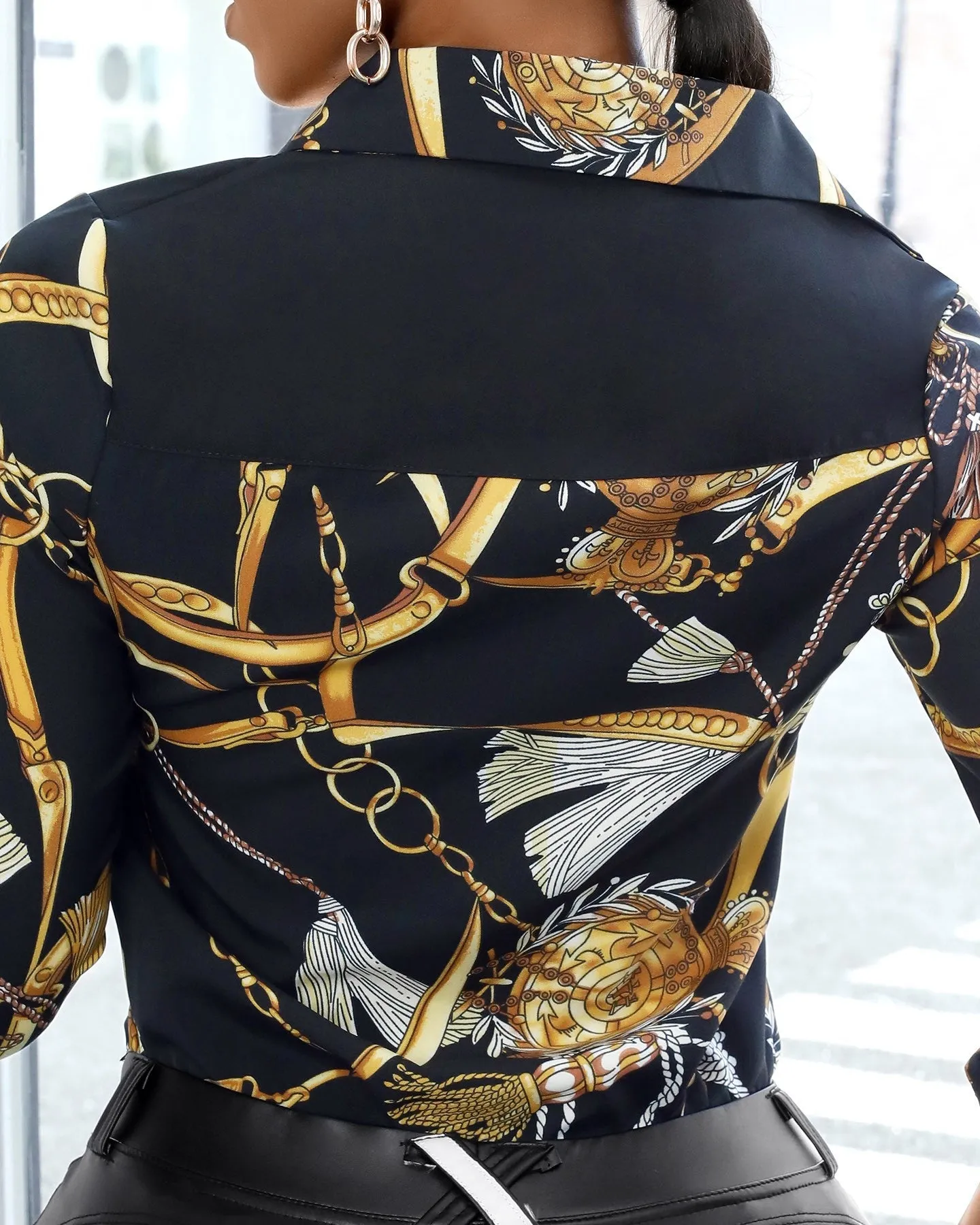 Vibrant Multi-Color Print Collared Shirt with Bold Elegance