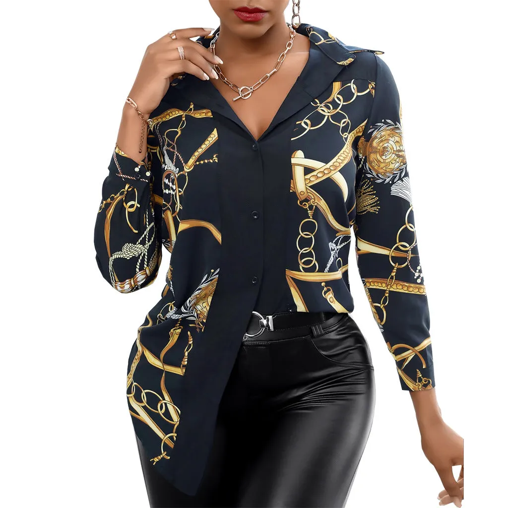 Vibrant Multi-Color Print Collared Shirt with Bold Elegance