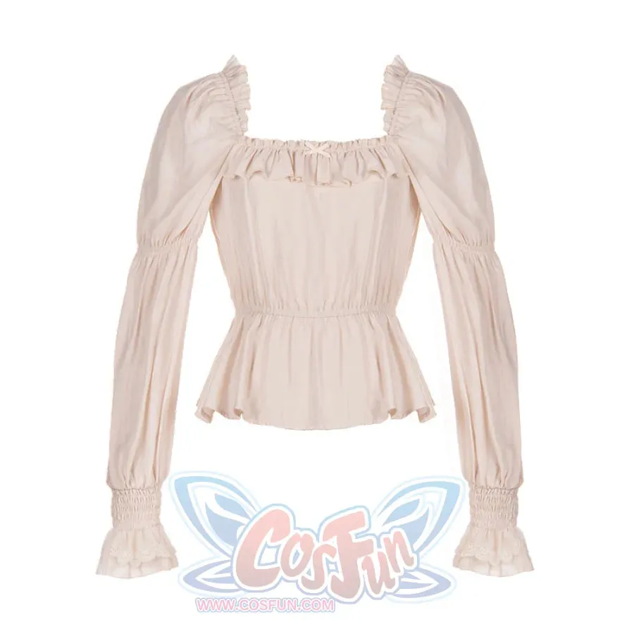 Vintage Cla Square Neck Off Shoulder Lolita Versatile Shirt