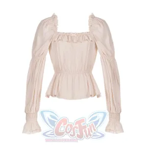 Vintage Cla Square Neck Off Shoulder Lolita Versatile Shirt