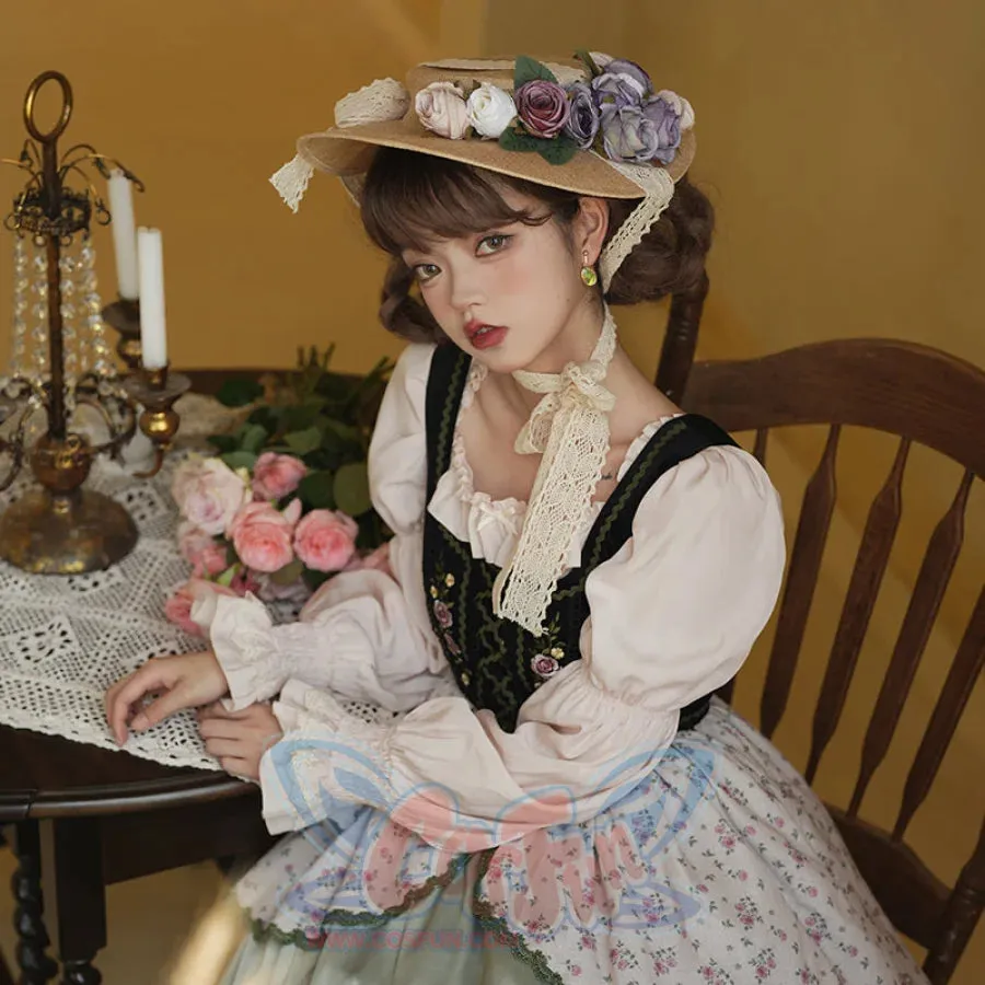 Vintage Cla Square Neck Off Shoulder Lolita Versatile Shirt