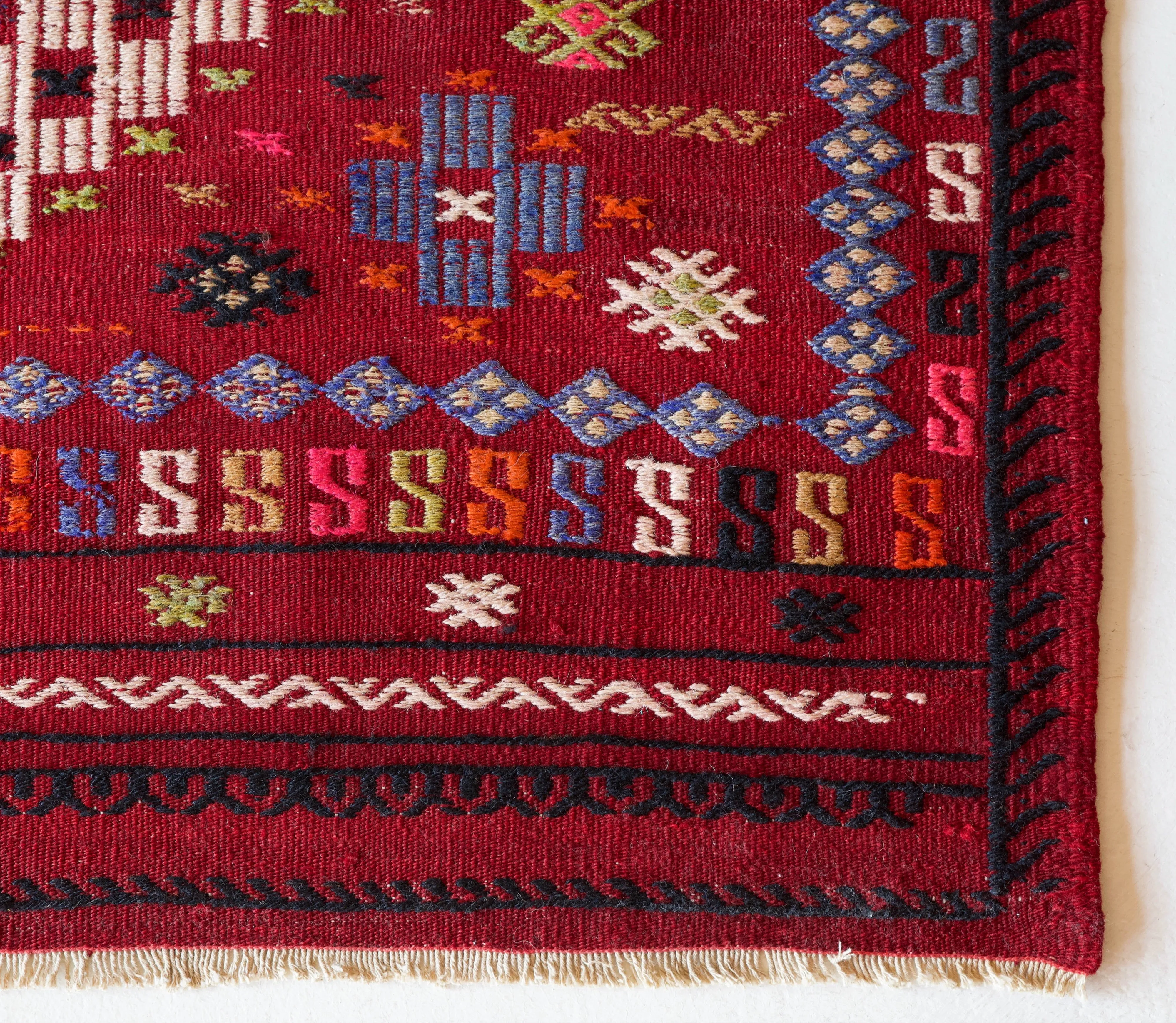 Vintage Mini Turkish Kilim Rug 3'x3'3"