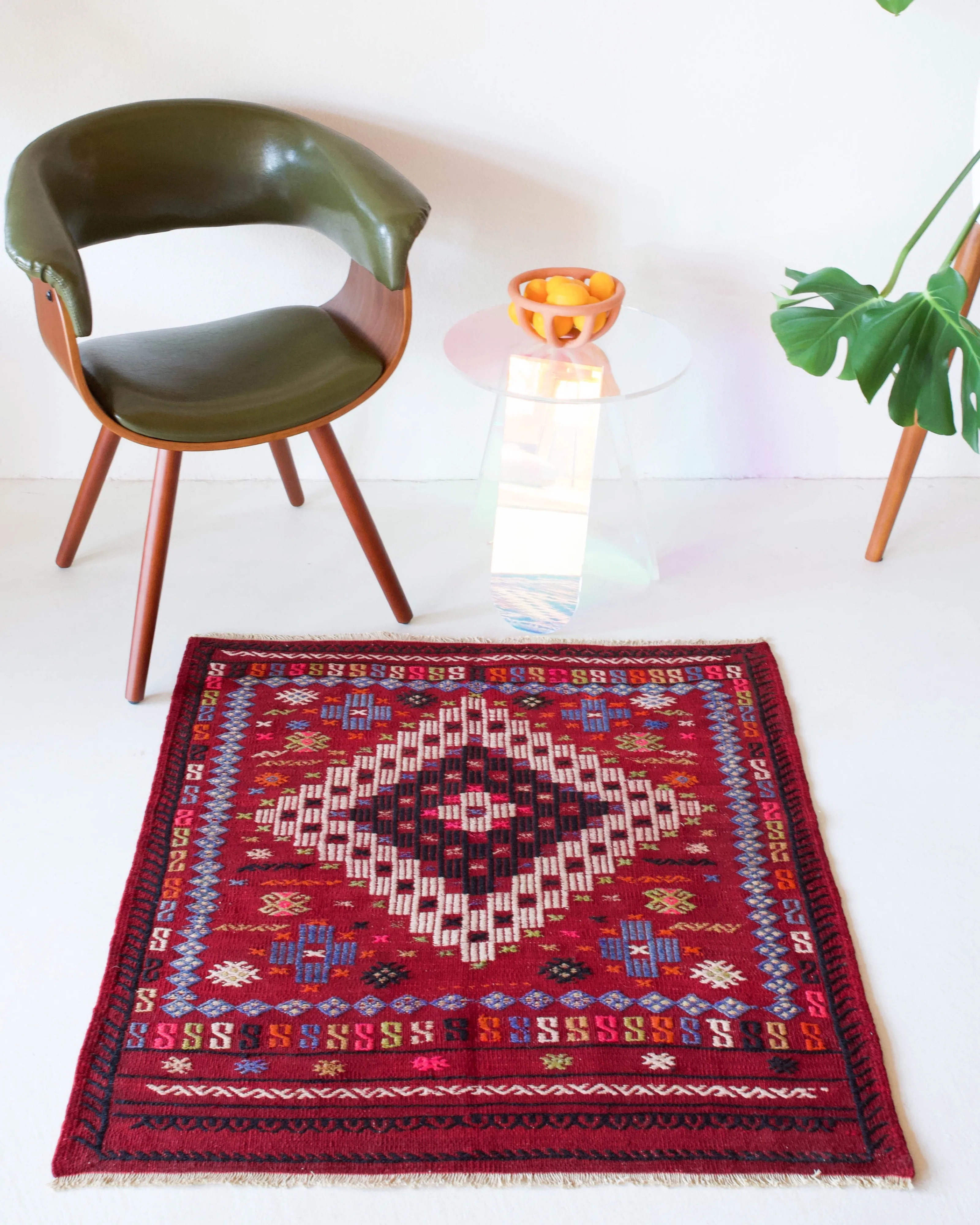 Vintage Mini Turkish Kilim Rug 3'x3'3"