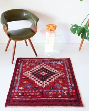 Vintage Mini Turkish Kilim Rug 3'x3'3"