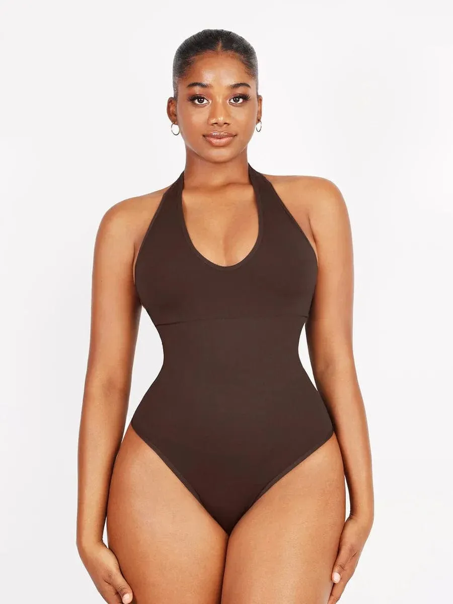 Waist Control Halter Neck Shapewear Bodysuit