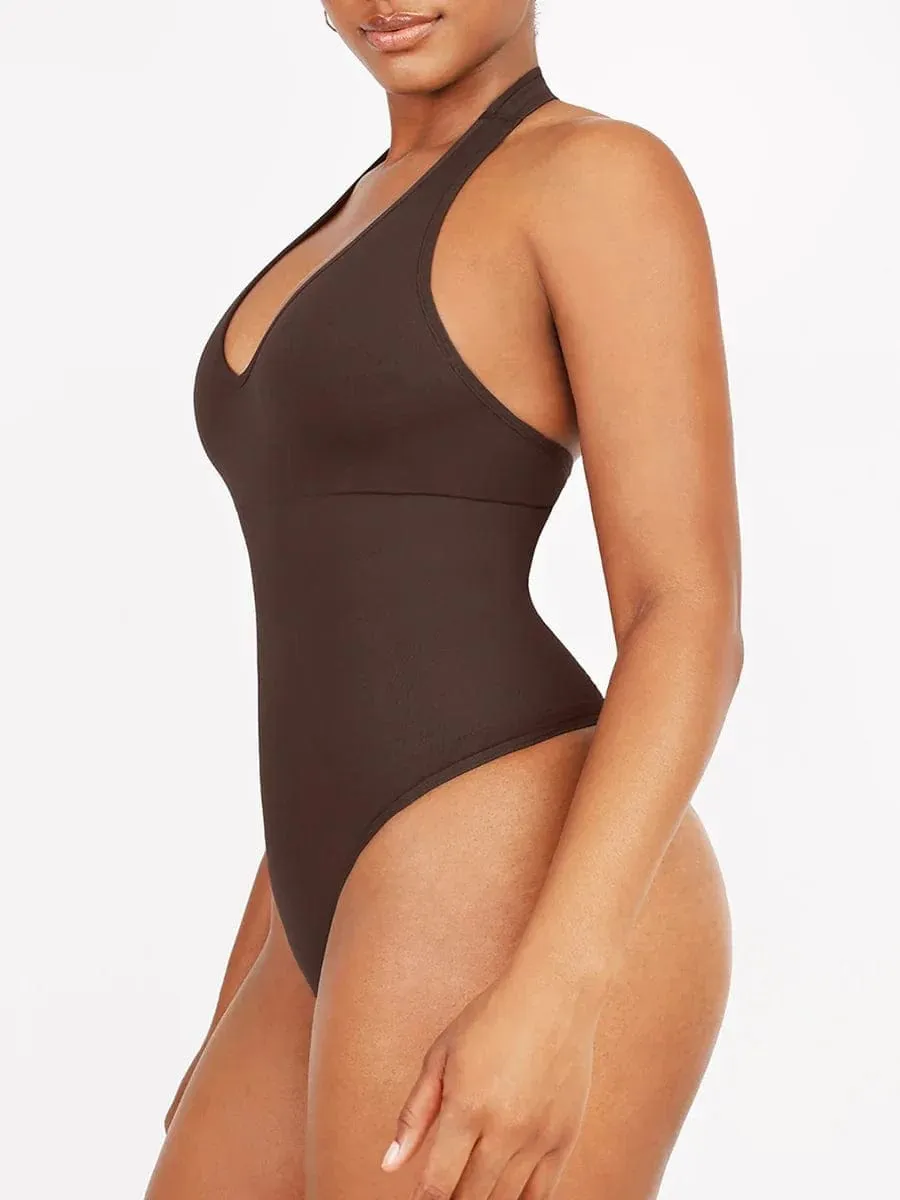 Waist Control Halter Neck Shapewear Bodysuit