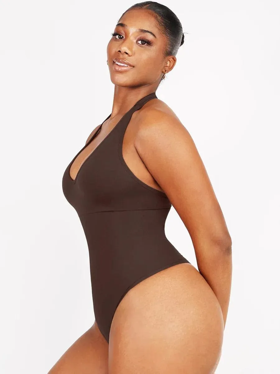 Waist Control Halter Neck Shapewear Bodysuit