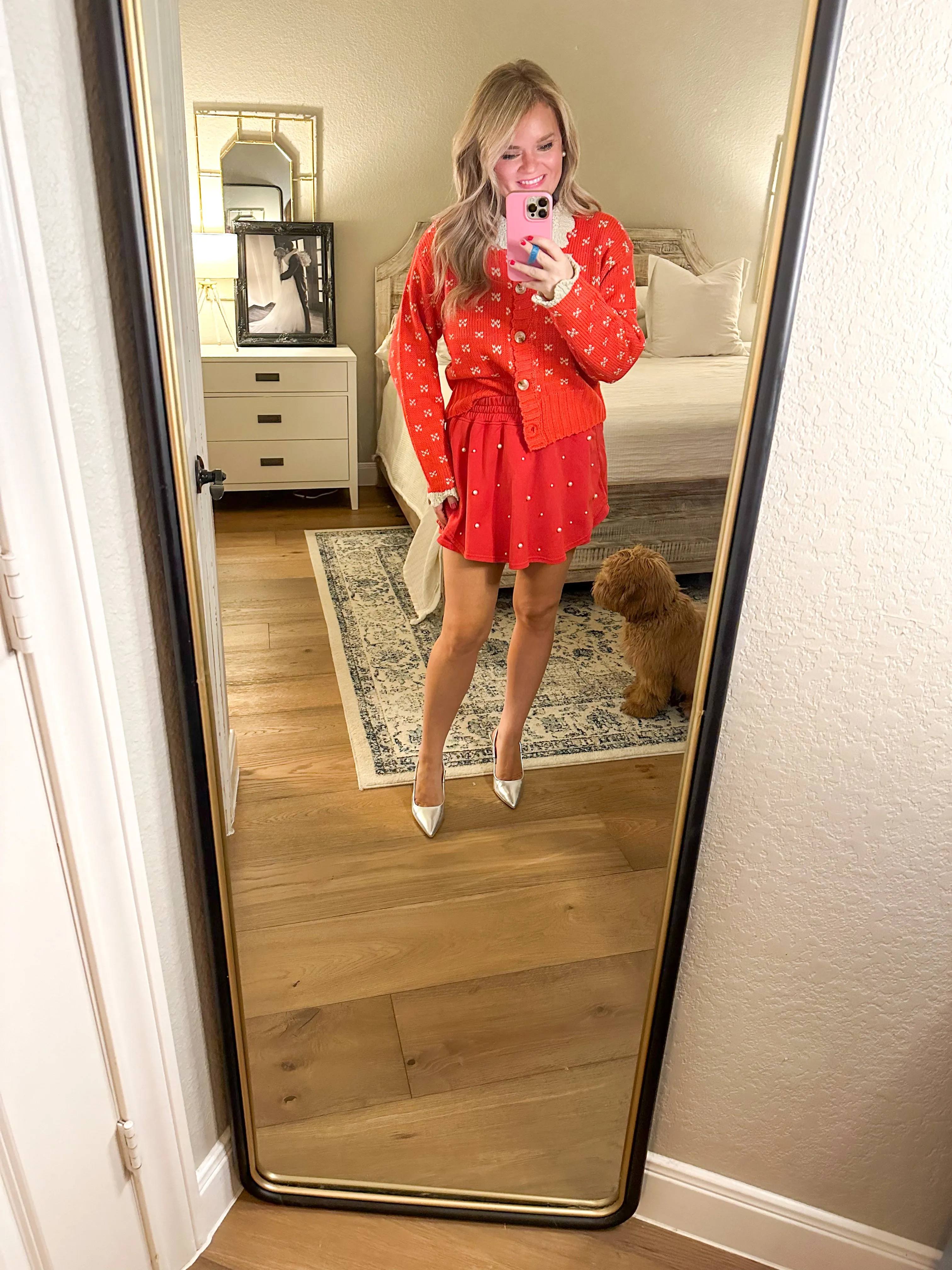 Washed Red Pearl Skort