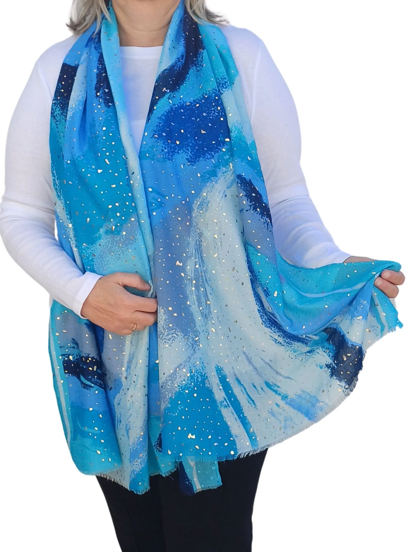 Watercolour Effect Soft Sparking Glitter Scarf