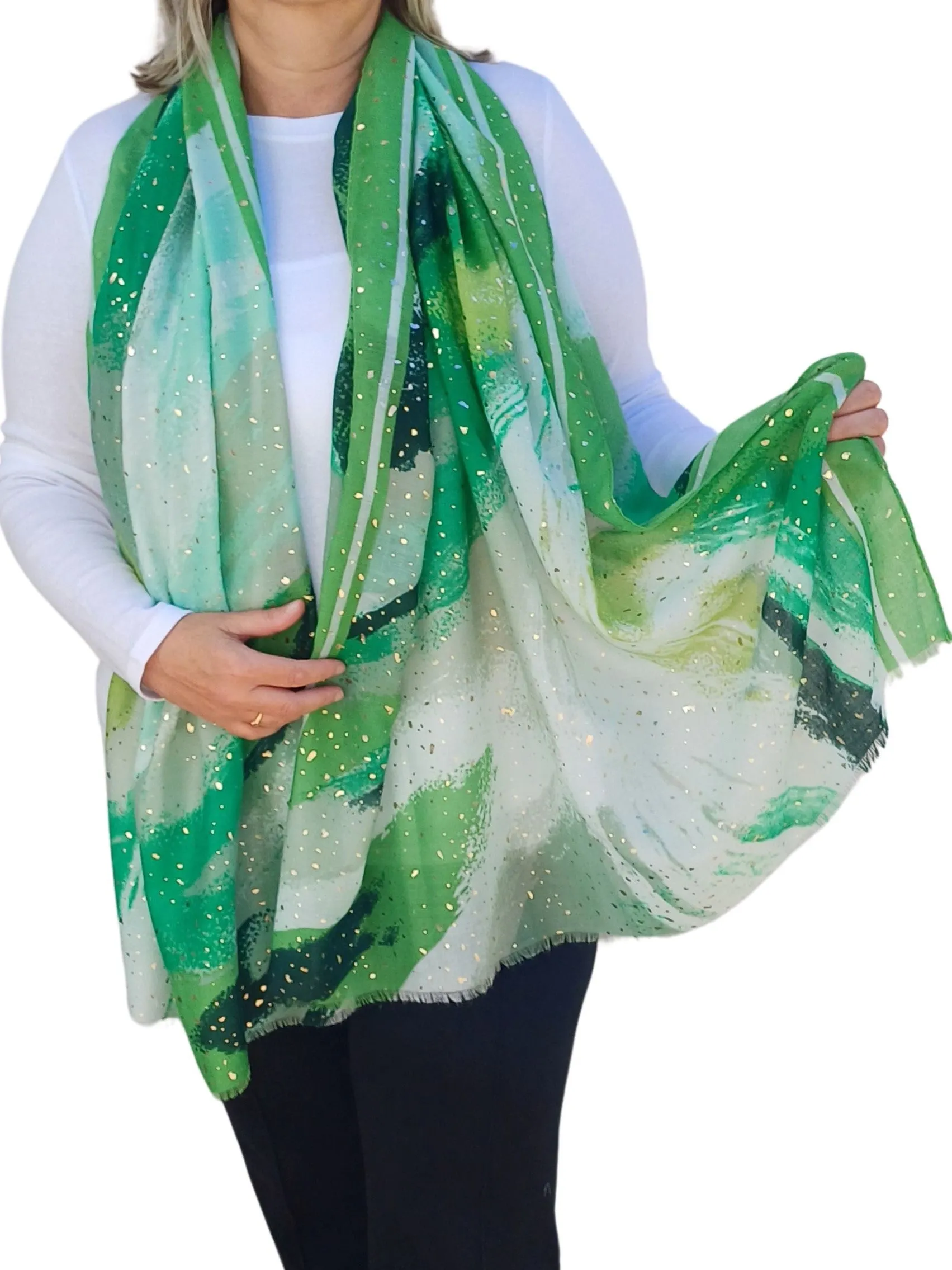 Watercolour Effect Soft Sparking Glitter Scarf