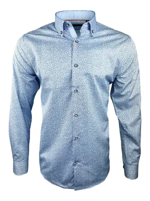 White Label Mens Tapered Casual Shirt Blue Floral Print