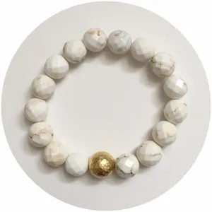 White Magnesite with Hammered Gold Accent