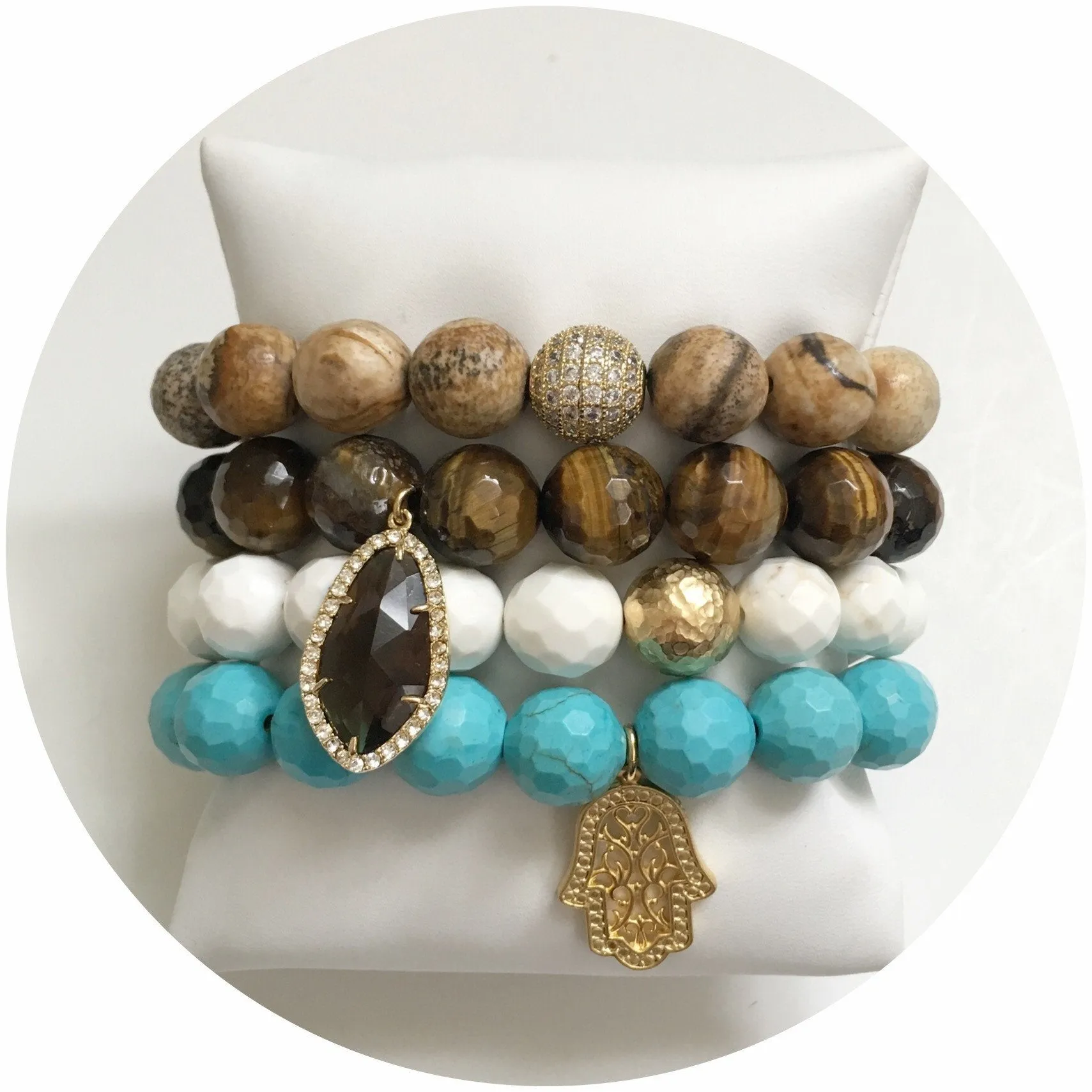 White Magnesite with Hammered Gold Accent