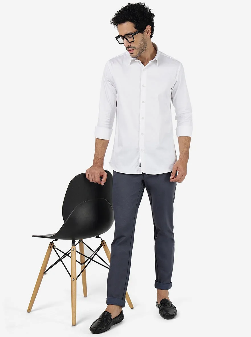 White Solid Slim Fit Casual Shirt | JadeBlue