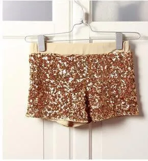 Women Elastic High Waist Sequins Booty Shorts Silver Black Gold Red DS hip hop jazz Sparke Shorts Outfit