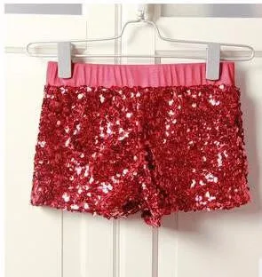 Women Elastic High Waist Sequins Booty Shorts Silver Black Gold Red DS hip hop jazz Sparke Shorts Outfit