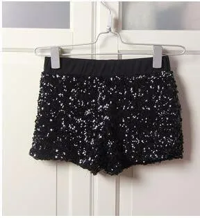 Women Elastic High Waist Sequins Booty Shorts Silver Black Gold Red DS hip hop jazz Sparke Shorts Outfit