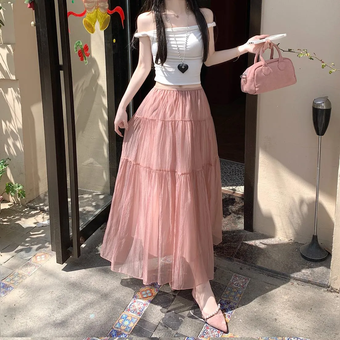 Women's Elegant Mesh A-Line Skirt with Inner Lining
