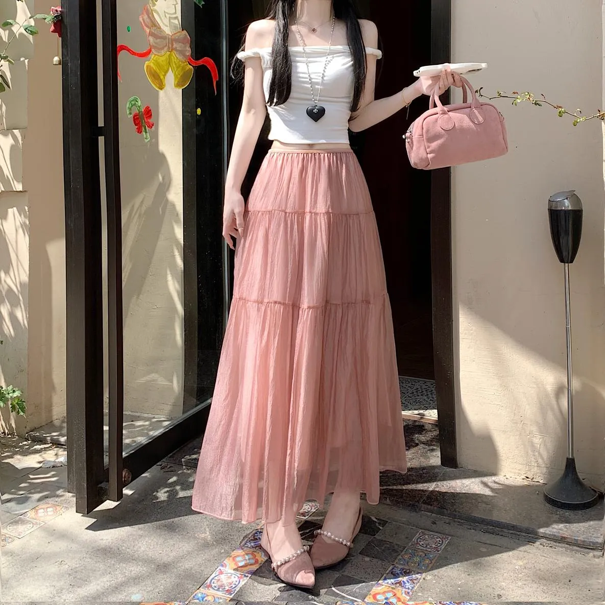 Women's Elegant Mesh A-Line Skirt with Inner Lining