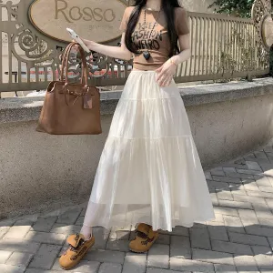 Women's Elegant Mesh A-Line Skirt with Inner Lining