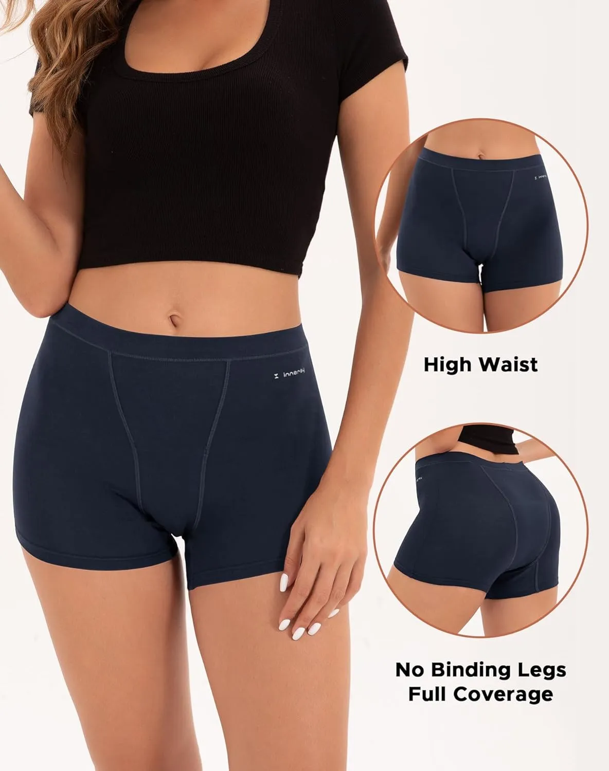 Women's High Waisted Heavy Flow Period Boyshorts - Short Leg
