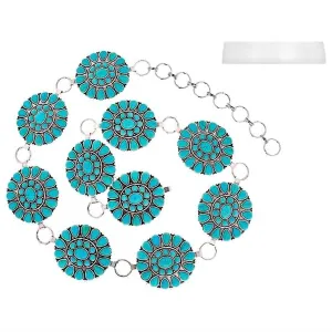 Women's Round Concho Chain Belt In Turquoise