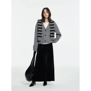 Wool Cable Knit V-Neck Cardigan