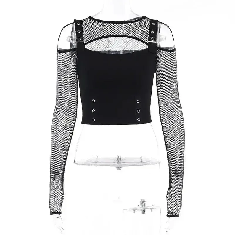Y2K Women’s Full Zip Jacket with Hollow Out Design and Regular Fit