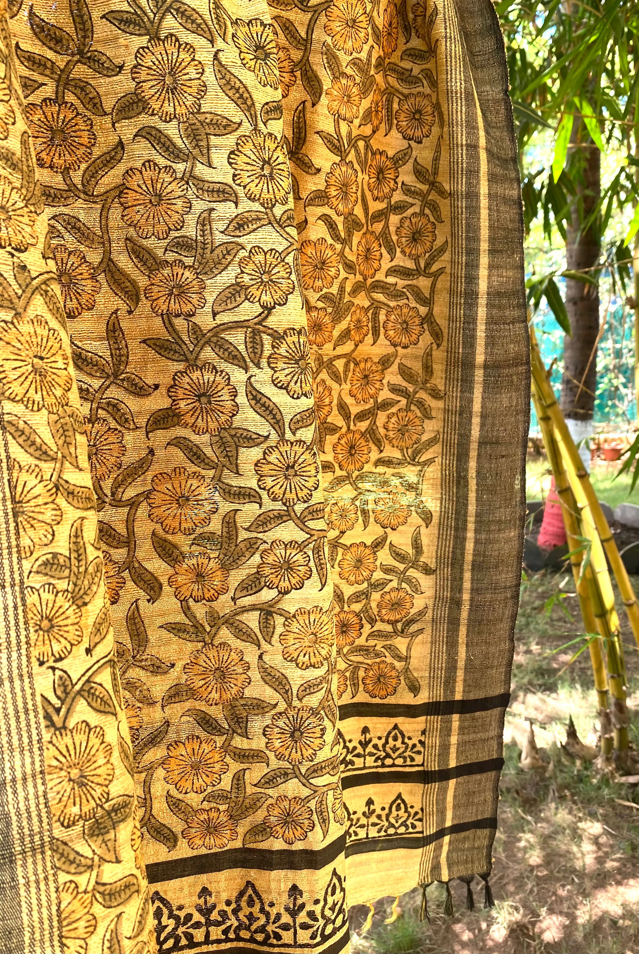 Yellow daisies silk Dupatta Scarf