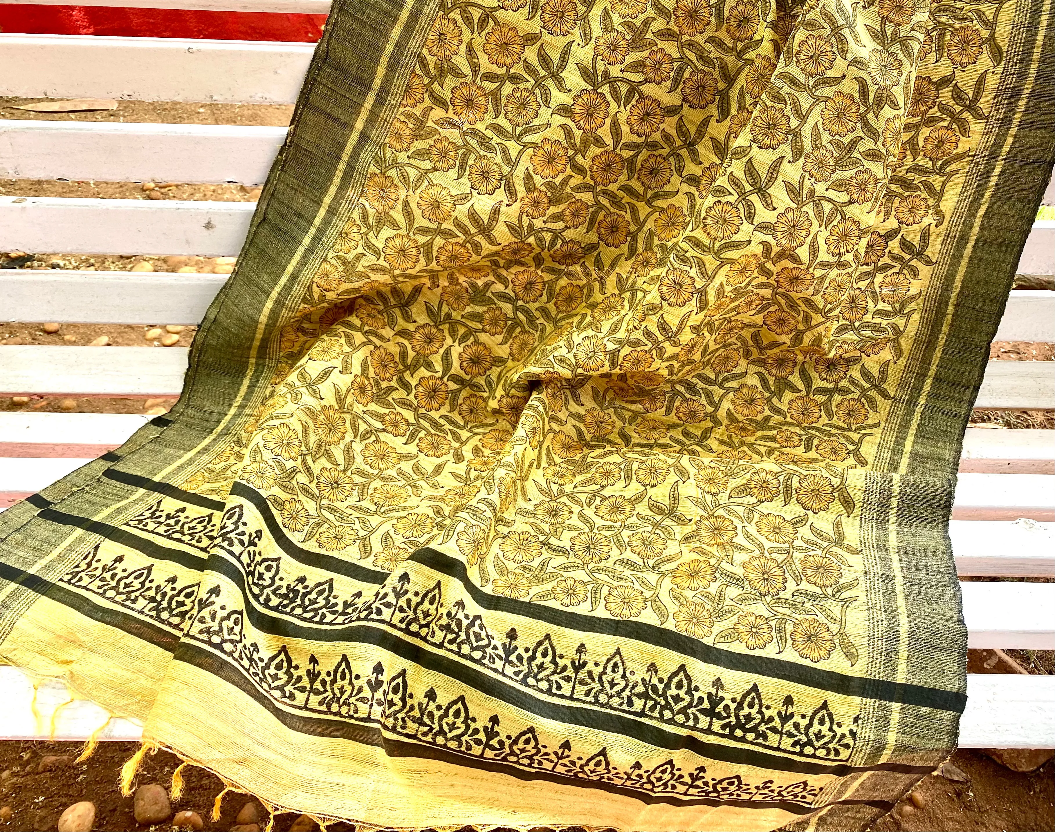 Yellow daisies silk Dupatta Scarf