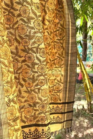 Yellow daisies silk Dupatta Scarf