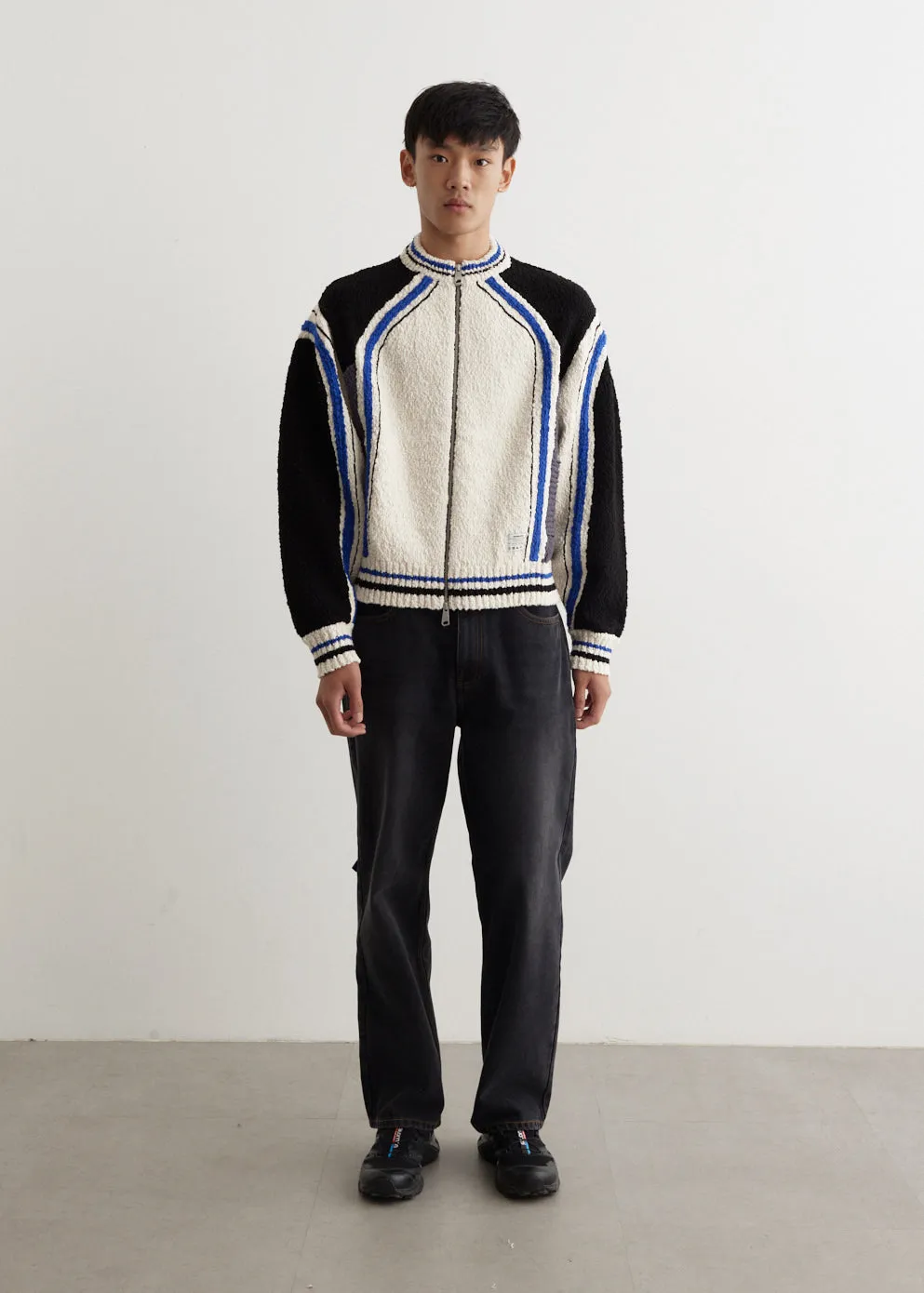 Zip-up Knit Biker Cardigan