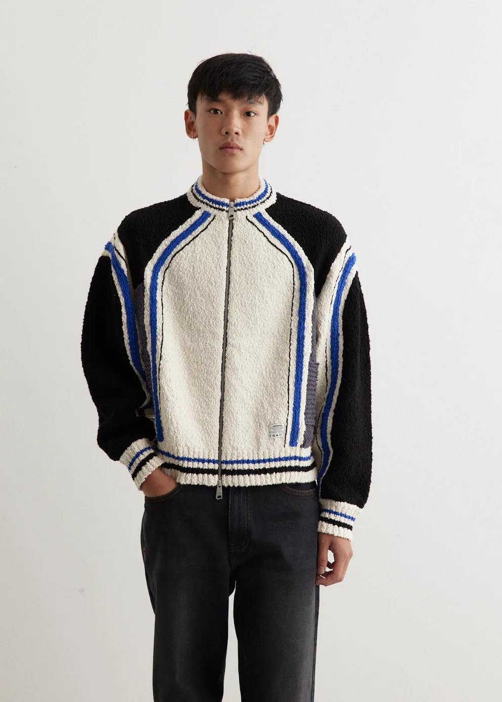 Zip-up Knit Biker Cardigan