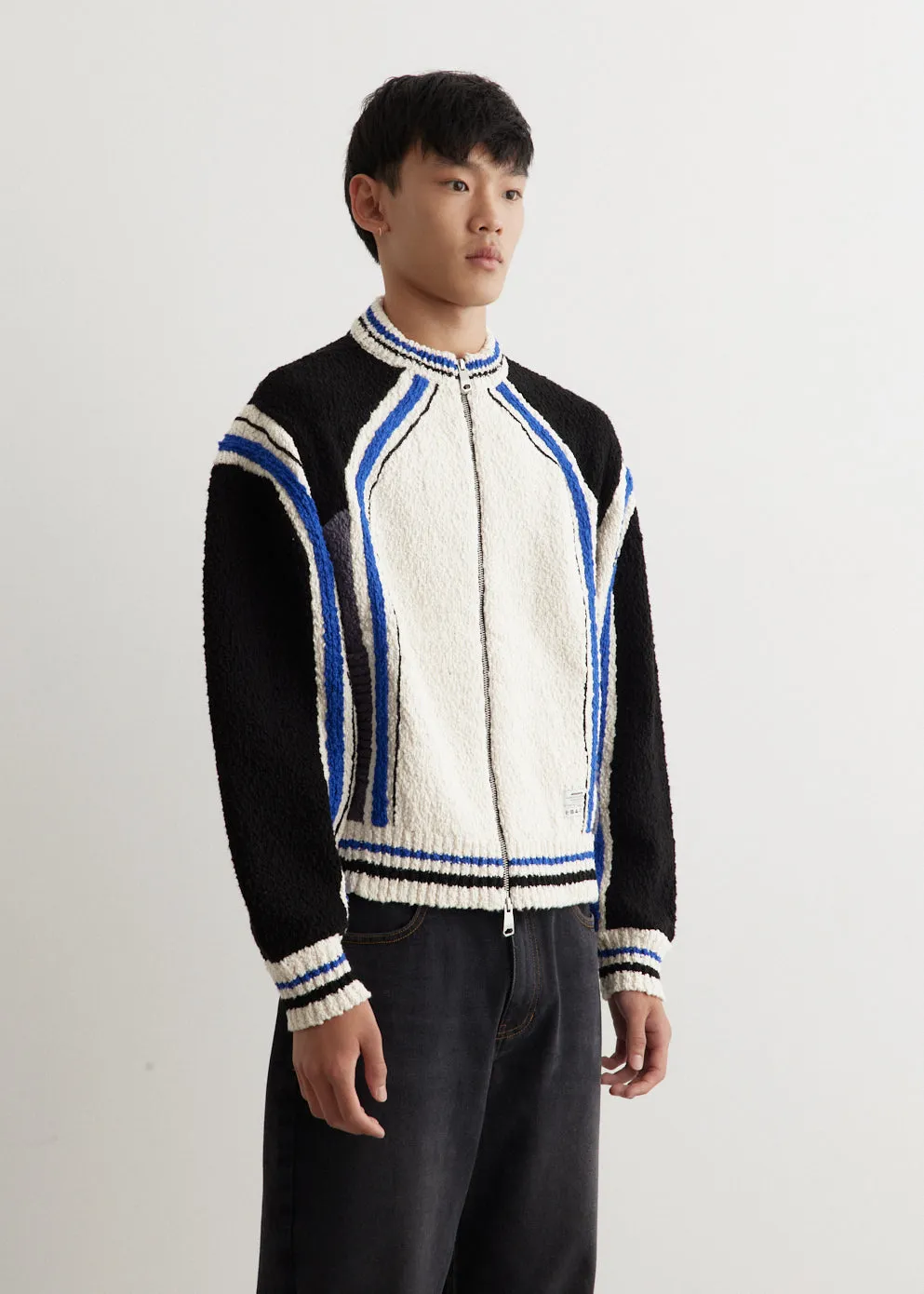 Zip-up Knit Biker Cardigan